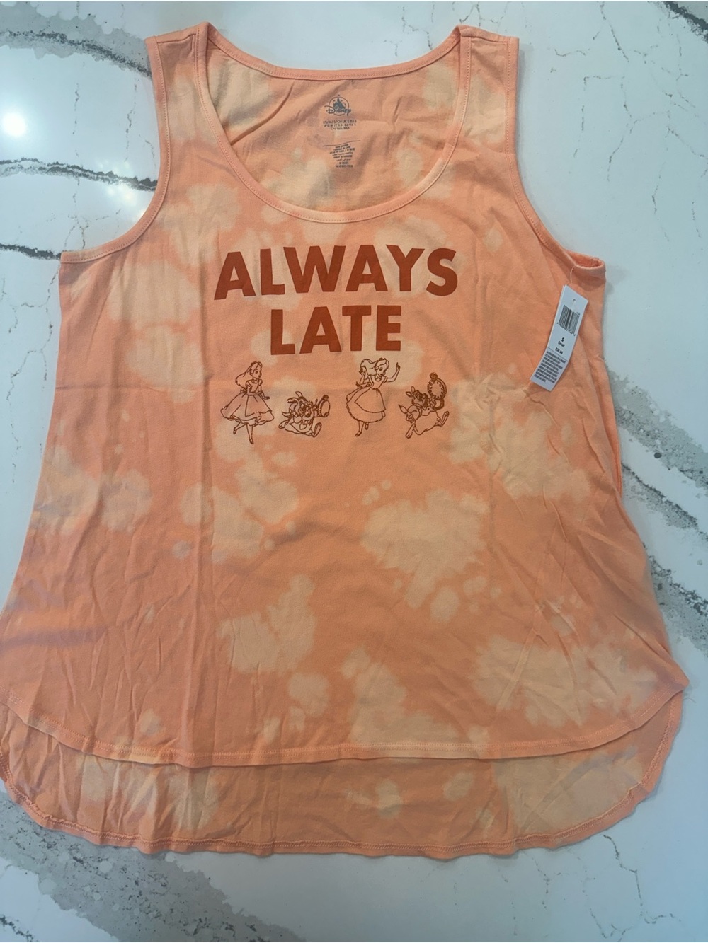 Disney Alice in Wonderland “Always Late” Tie Dye Tank Top – Women’s Large NWT